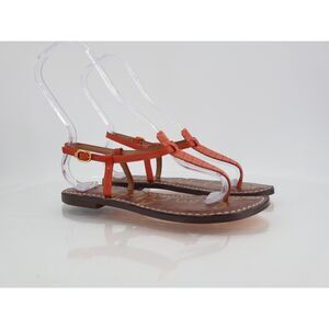 Sam Edelman Women Gigi Slingback Thong Sandals Size 7 Orange Croc Leather Flats
